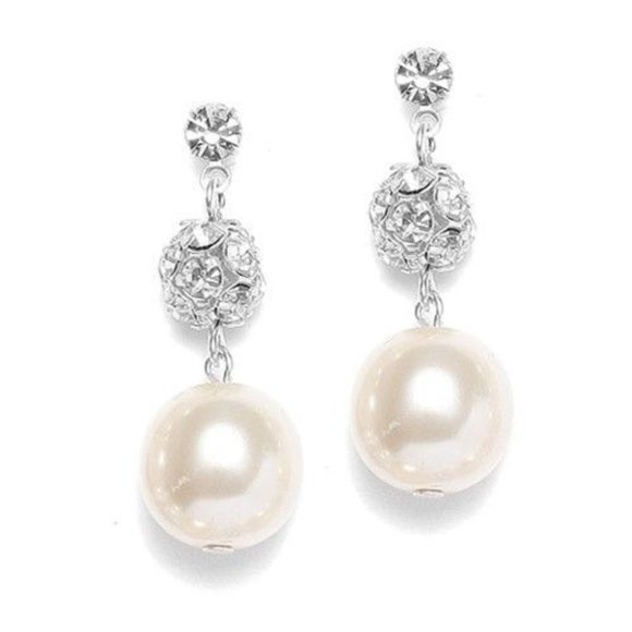 Jewelry - Pearl Rhinestone Wedding Earrings
